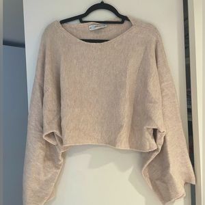 Cropped light pink Zara Knit sweater